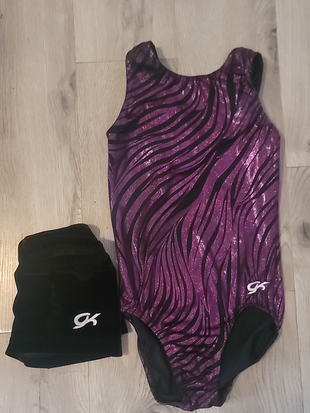 NWOT GK Elite Leotard & Black Shorts Size Child Large